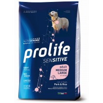 Crocchette per cani Prolife sensitive adult maiale e...