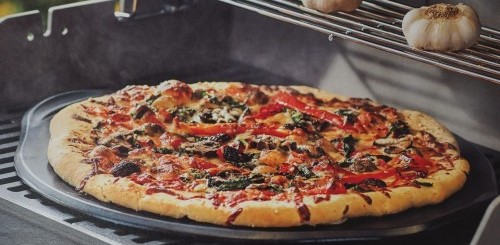 Forno Pizza con Piastra Ceramica per Barbecue a Gas e Carbone